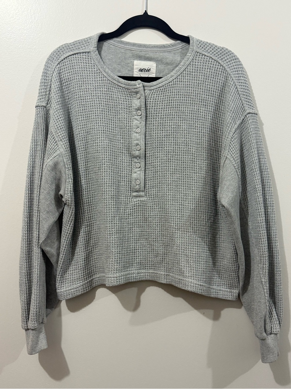 Aerie Waffle Button Sweatshirt Size S